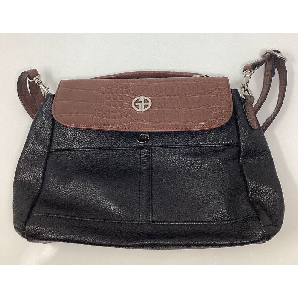Giani‎ Bernini Leather Shoulder Bag With Black Pebble And Brown Reptile Design